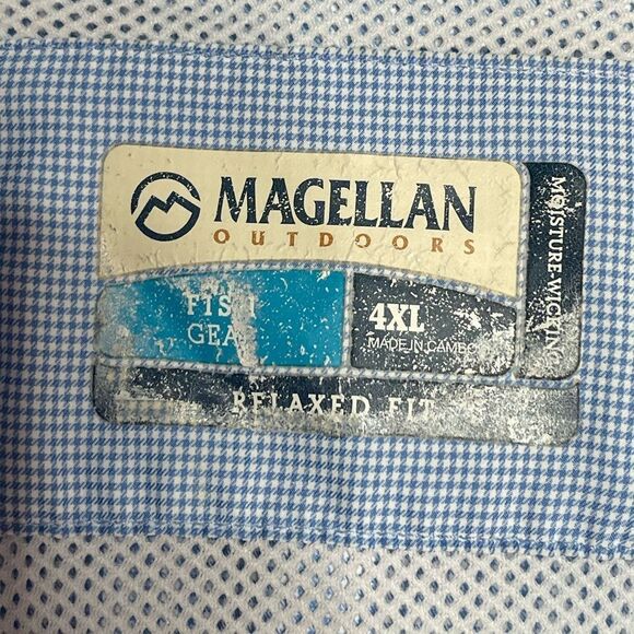 5 for $25🔥Magellan Pale Blue Plaid Button Front Relaxed Fit Shirt 4XL - Picture 4 of 6